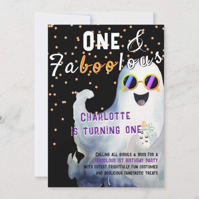 FaBOOlous Halloween Little BOO Baby 1st Birthday Invitation (Front)