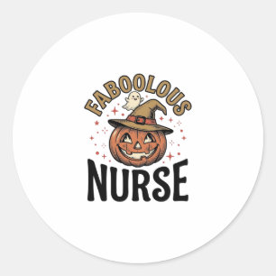 Faboolous Nurse Halloween Pumpkin Vintage Shirt De Classic Round Sticker