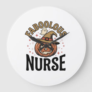 Faboolous Nurse Halloween Pumpkin Vintage Shirt De Large Clock