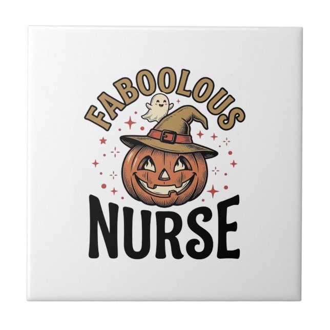 Faboolous Nurse Halloween Pumpkin Vintage Shirt De Tile (Front)