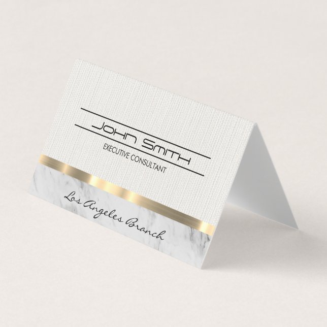 Fabric and Marble with Metallic Trim Business Card (Front)