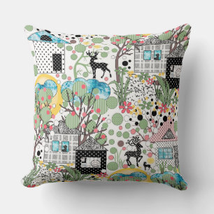 Fabric applique rustic garden  cushion