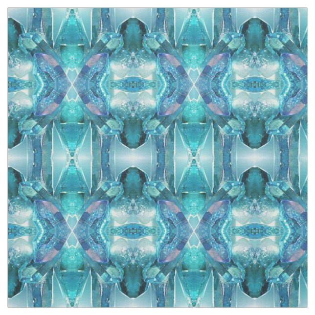 Fabric - Aquamarine Crystals. (Swatch)