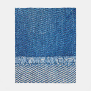Fabric Blue Jeans Background, Denim texture Fleece Blanket