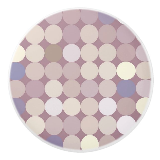 Fabric circles abstract pattern ceramic knob (Front)