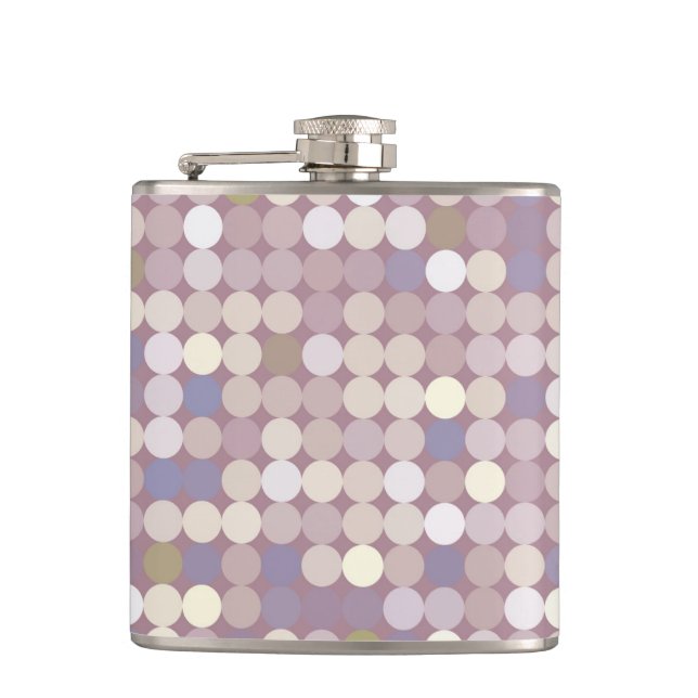 Fabric circles abstract pattern hip flask (Front)