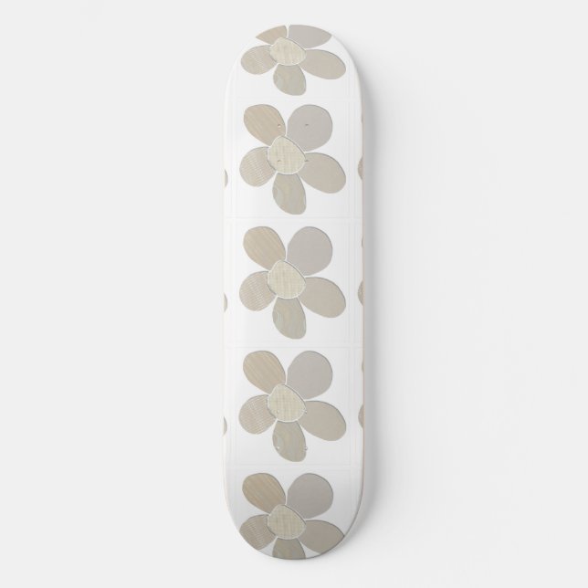 Fabric Collage Flower Mix and Match Colours Skateboard (Front)
