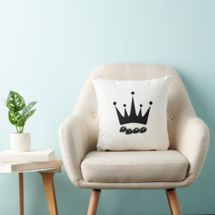 Fabric Cotton King Text with Black Colour Crown Cushion