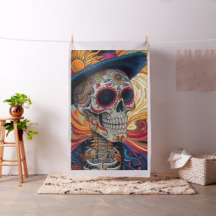 Fabric Decoupage Day of Dead Skeleton Vibrant