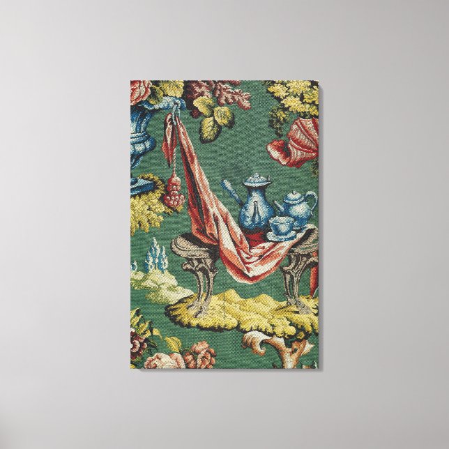 Fabric depicting a chocolate pot and a teapot canvas print (Front)