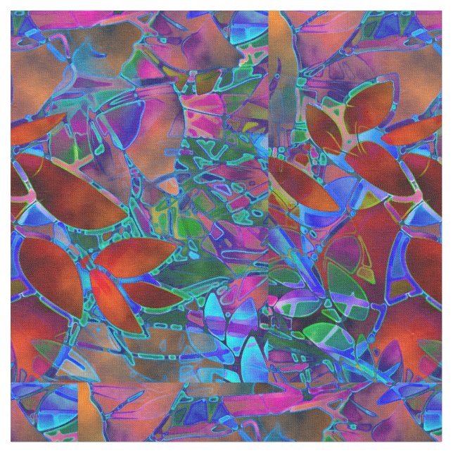 Fabric Floral Abstract Stained Glass (Close Up)