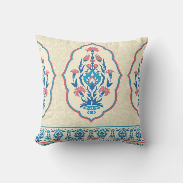 Fabric floral seamless pattern in ethnic style cushion (Front)