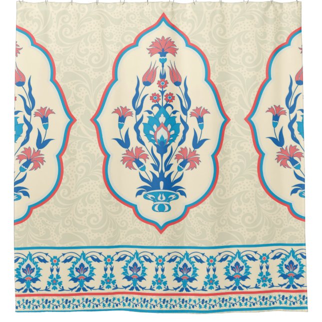 Fabric floral seamless pattern in ethnic style shower curtain (Front)