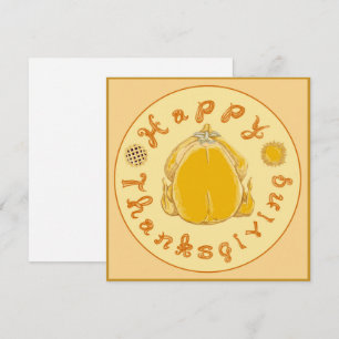 Fabric Font Happy Thanksgiving Turkey 2 Pies Card