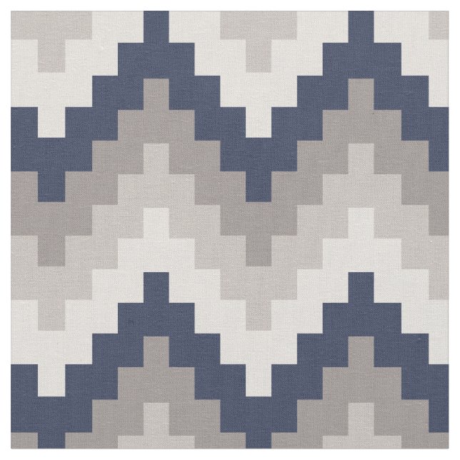 Fabric Geometric Chevron Pattern Azul and Gray (Close Up)