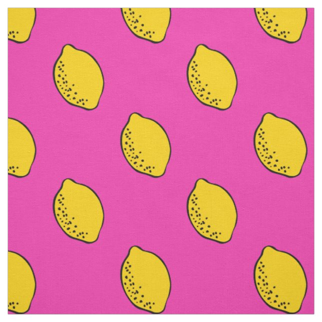 Fabric: Hot Pink & Yellow Lemon Print Fabric (Swatch)