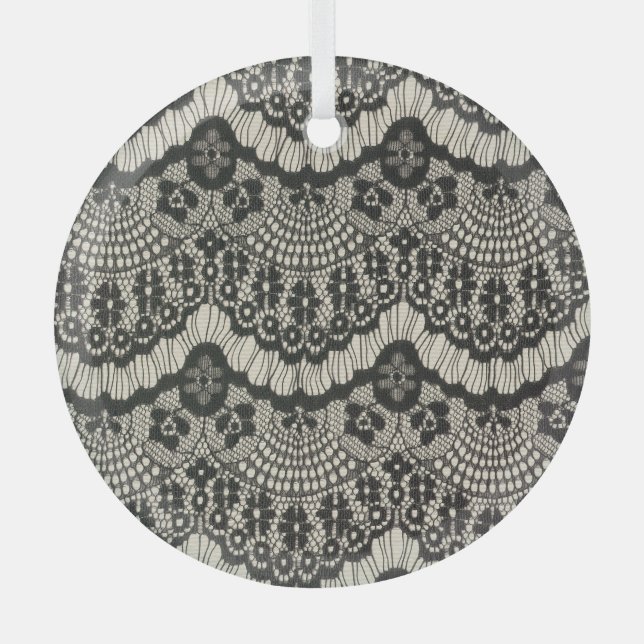 Fabric Lace Ornament on White. (Front)