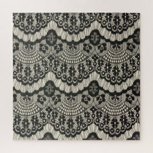Fabric Lace Ornament on White. Jigsaw Puzzle