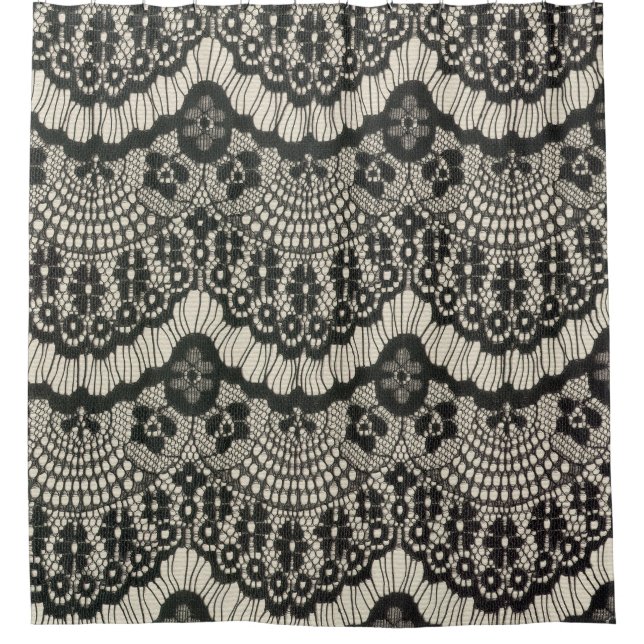 Fabric Lace Ornament on White. Shower Curtain (Front)
