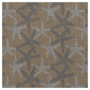 fabric Nautical starfish abstract grey white taupe