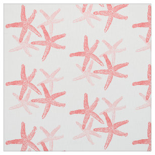 fabric Nautical starfish beach red pink