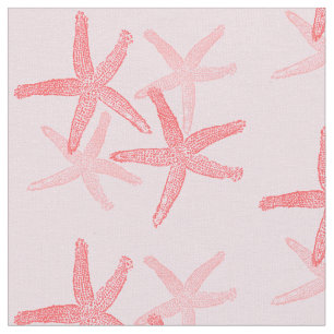 fabric Nautical starfish beach red pink