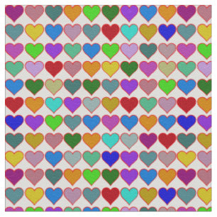fabric of colorful hearts pattern