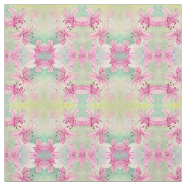 Fabric - Pink Watercolor Lilies (Swatch)