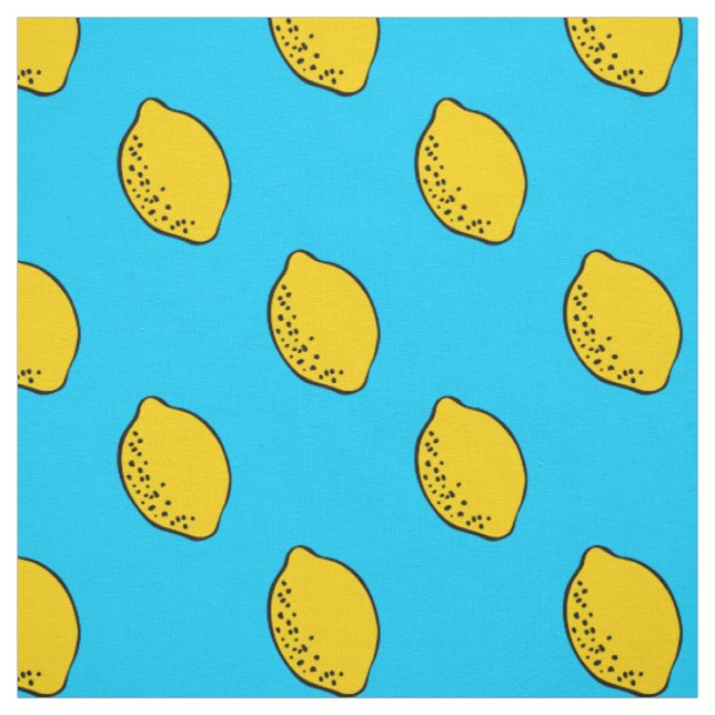 Fabric: Sky Blue & Yellow Lemon Print Fabric (Swatch)