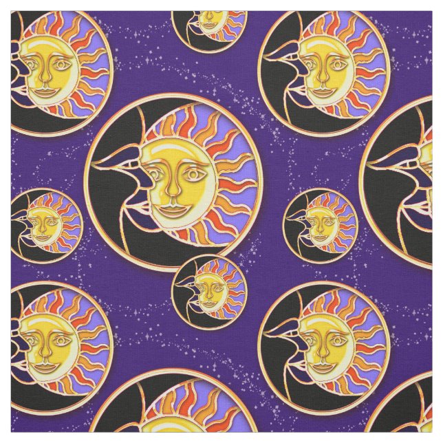FABRIC SOLAR ECLIPSE SUN & MOON WATERCOLOR (Swatch)