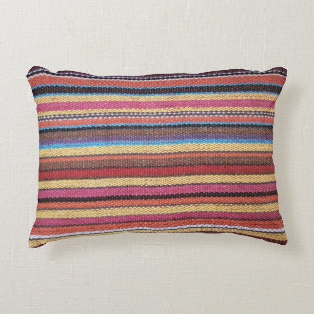 Fabric Stripes Pattern coloured I + your ideas Decorative Cushion (Front)