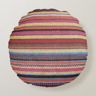 Fabric Stripes Pattern coloured I + your ideas Round Cushion