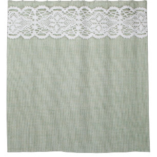Fabric textile texture and lace shower curtain