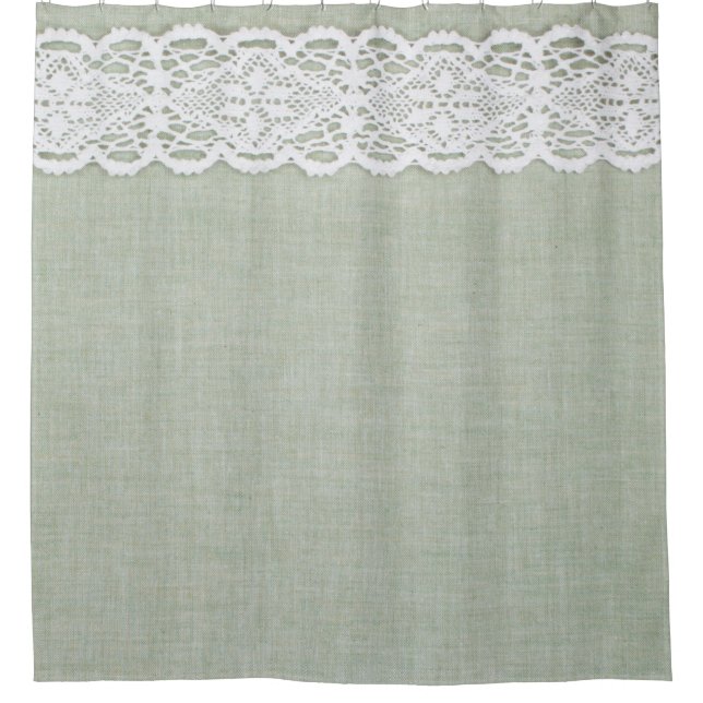 Fabric textile texture and lace  shower curtain (Front)