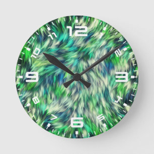 Fabric Texture Green Fur Design-68745 Round Clock