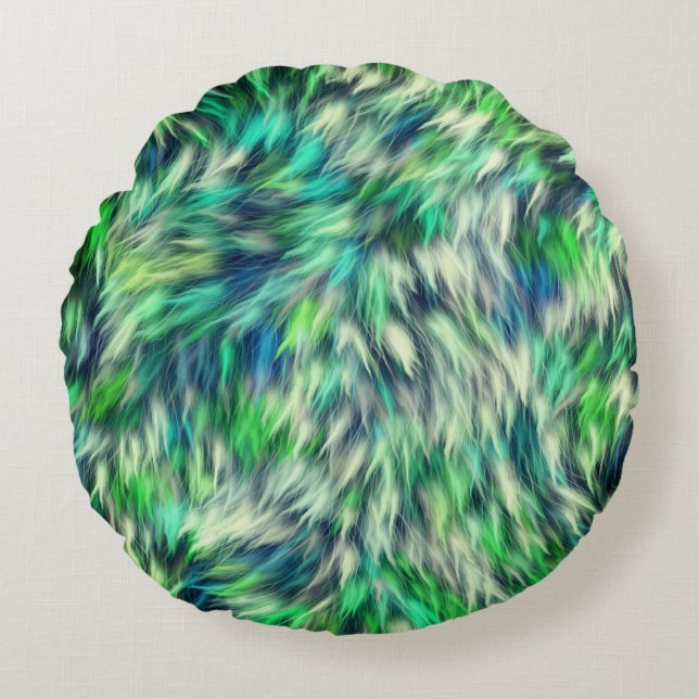 Fabric Texture Green Fur Design-68745 Round Cushion (Front)
