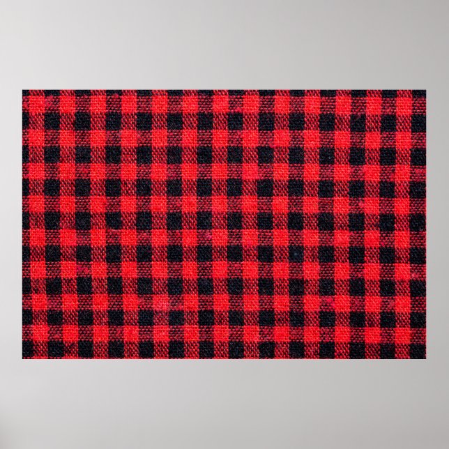 Fabric texture with grid pattern, red squares and  poster (Front)