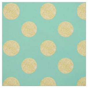 Fabric: Turquoise & faux gold polka dots Fabric