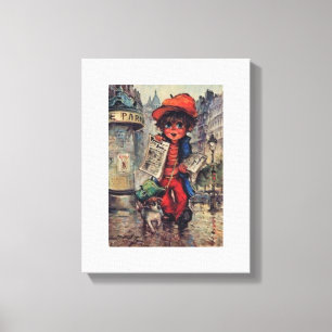 Fabric Urchin with the newspaper Canvas Print