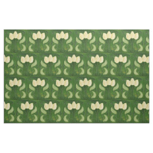 Fabric - Vintage Looking White Tulips Half Brick
