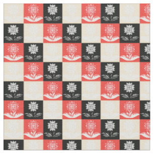 Fabric with a pattern with contrasting squares