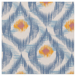 Fabric with blue ikat pattern