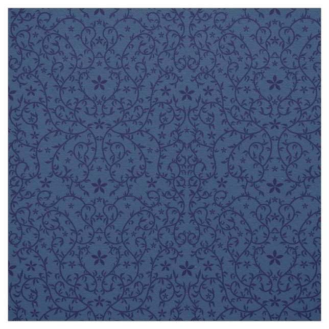Fabric with Dark Blue Botanical Ornament (Swatch)
