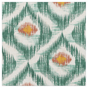 Fabric with green ikat pattern