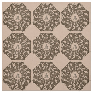 Fabric - Woven Leaves with Initial