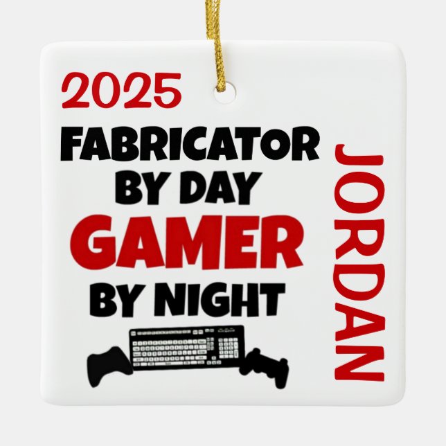 Fabricator Loves Playing Video Games Ceramic Ornament (Front)
