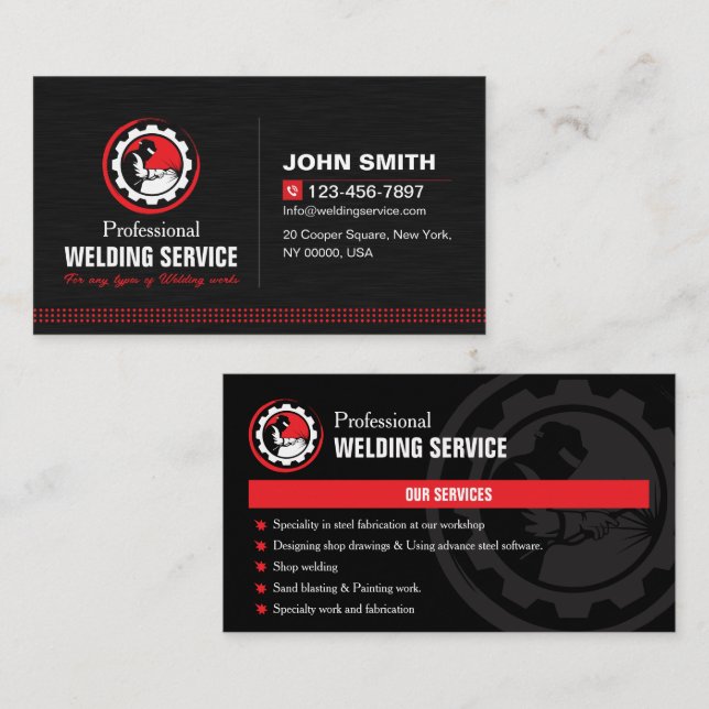 Fabricator,  Welder, Welding Service, Construction Business Card (Front/Back)