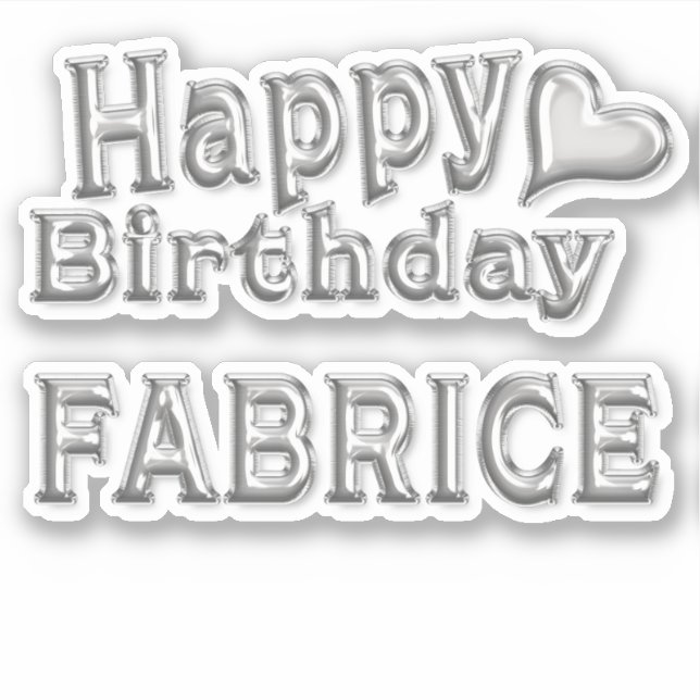 Fabrice Happy Birthday silver Sticker (Front)
