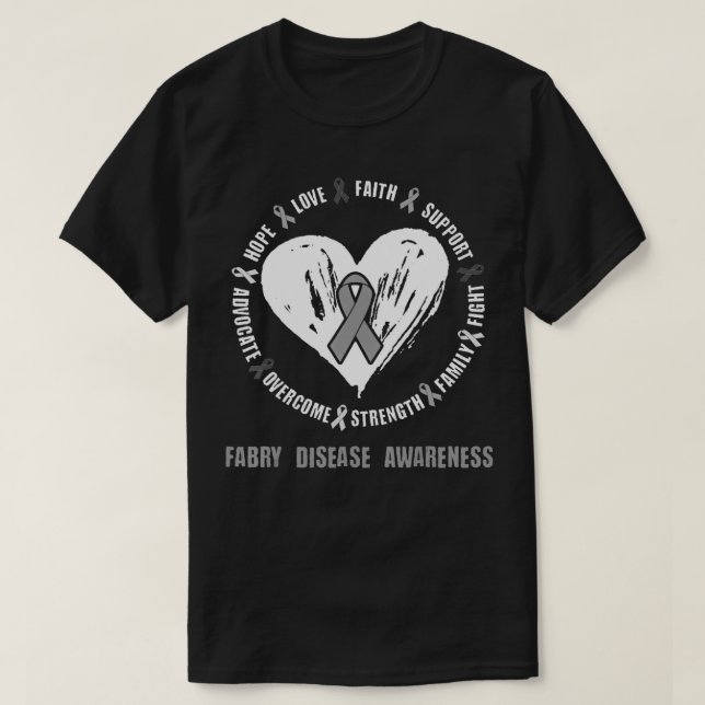 Fabry Disease Awareness Brain Disease Related hear T-Shirt (Design Front)
