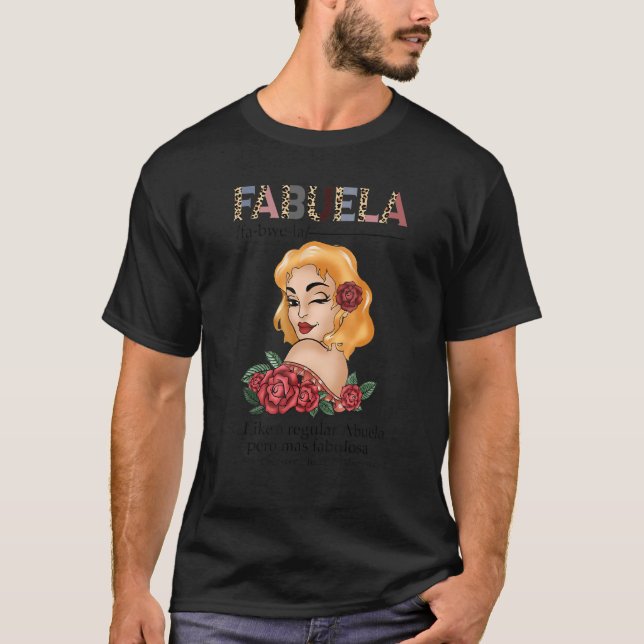 Fabuela  Spanish Fabuela Definition Leopard red ro T-Shirt (Front)